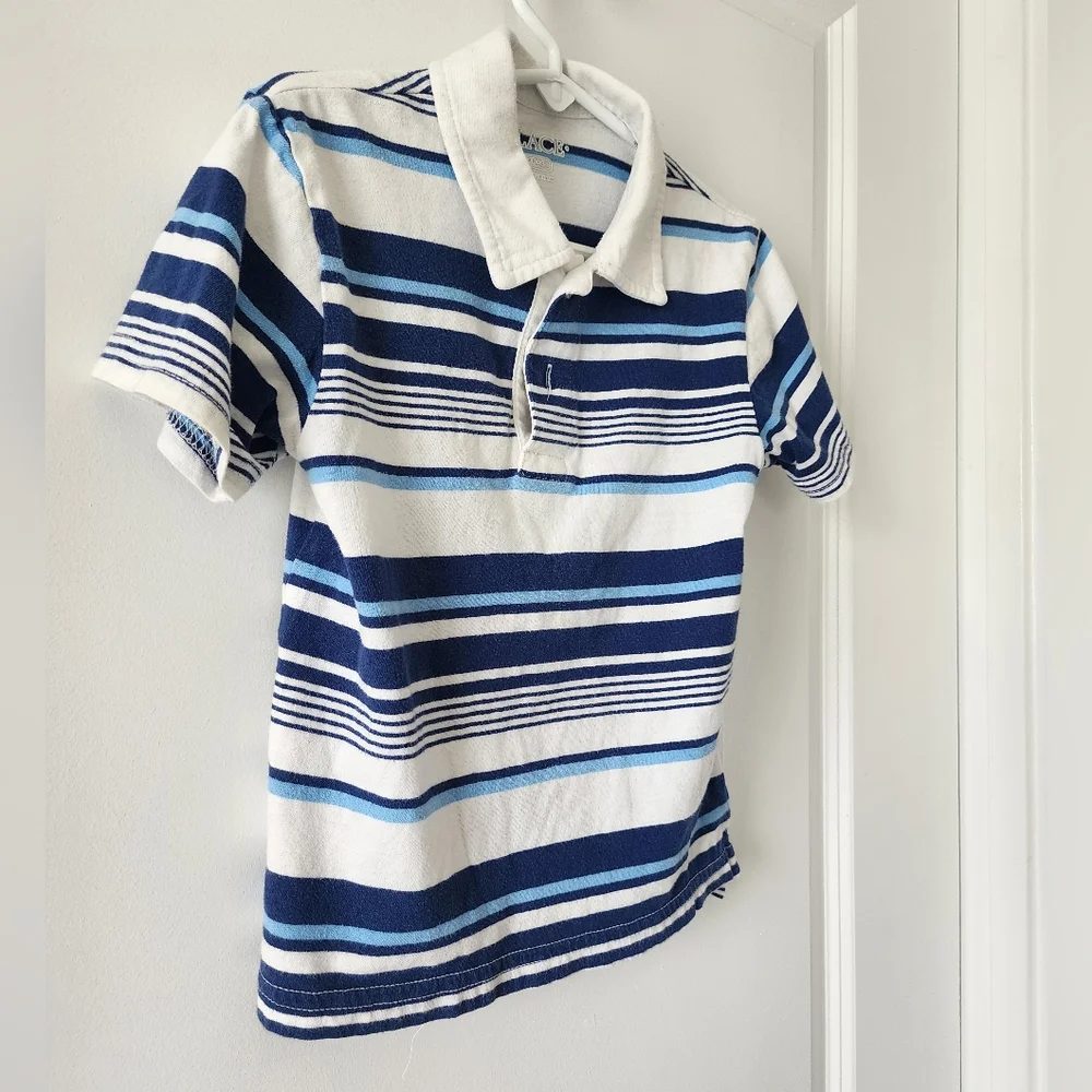 The Children's Place xs4 blue white striped‎ polo shirt Easter Church Elevated